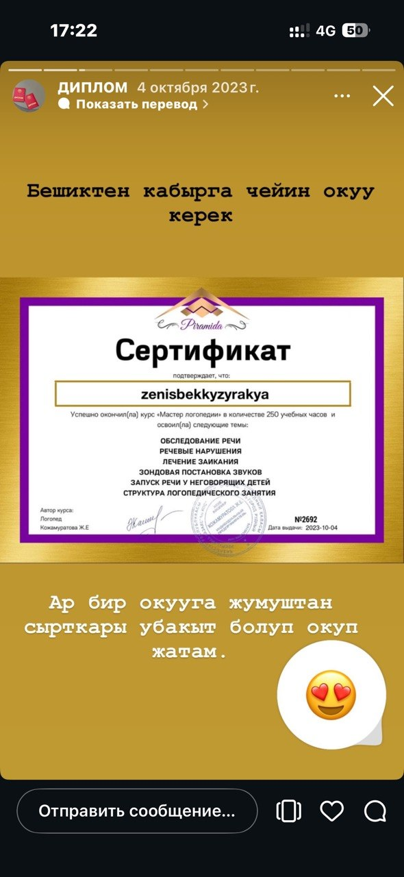 Логопедия мастери, 250 окуу саат (Piramida студиясы)
