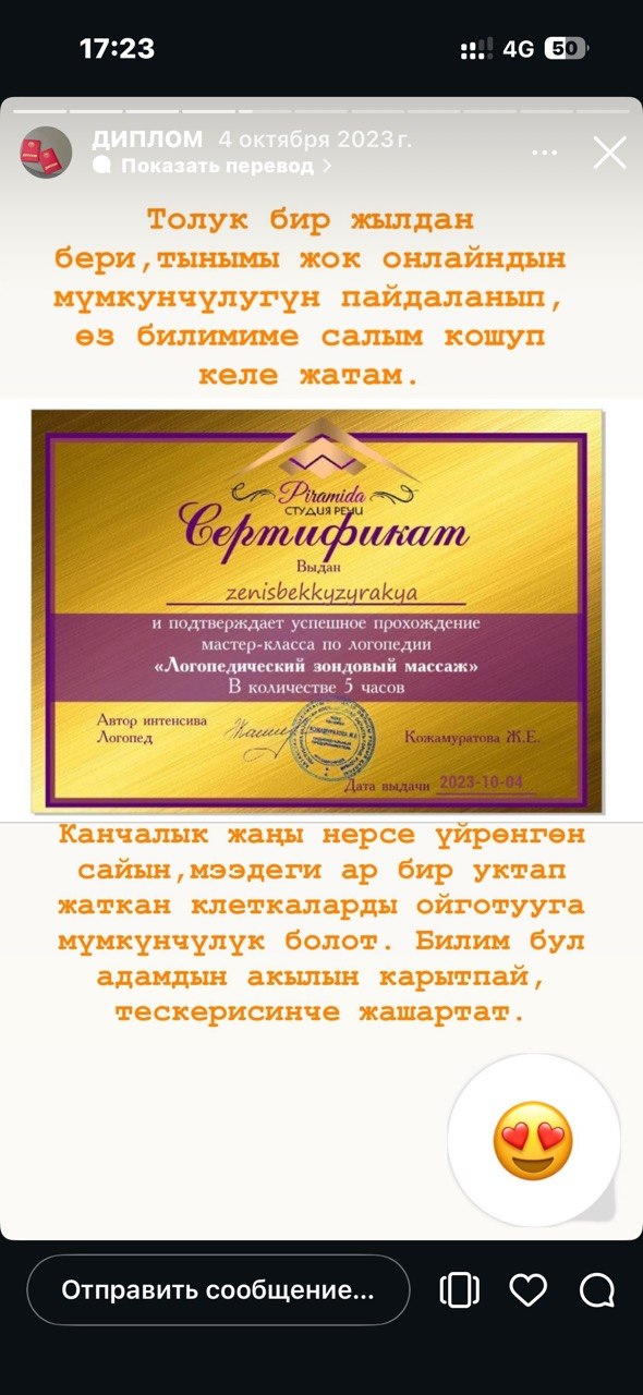 Логопедиялык зонддук массаж, 5 саат (Piramida студиясы)